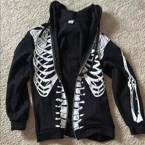 Black Skeleton Zip-Up Hoodie